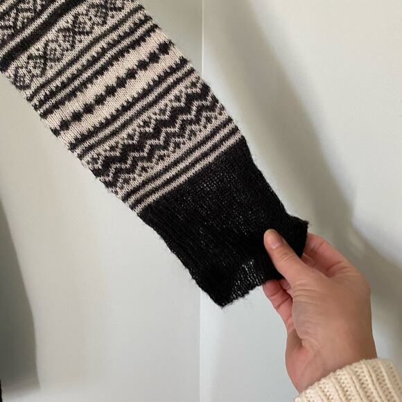 𝅺Zara Knit Fair Isle Sweater Dress Medium Long Sleeve Cowl Neck - Picture 2 of 7